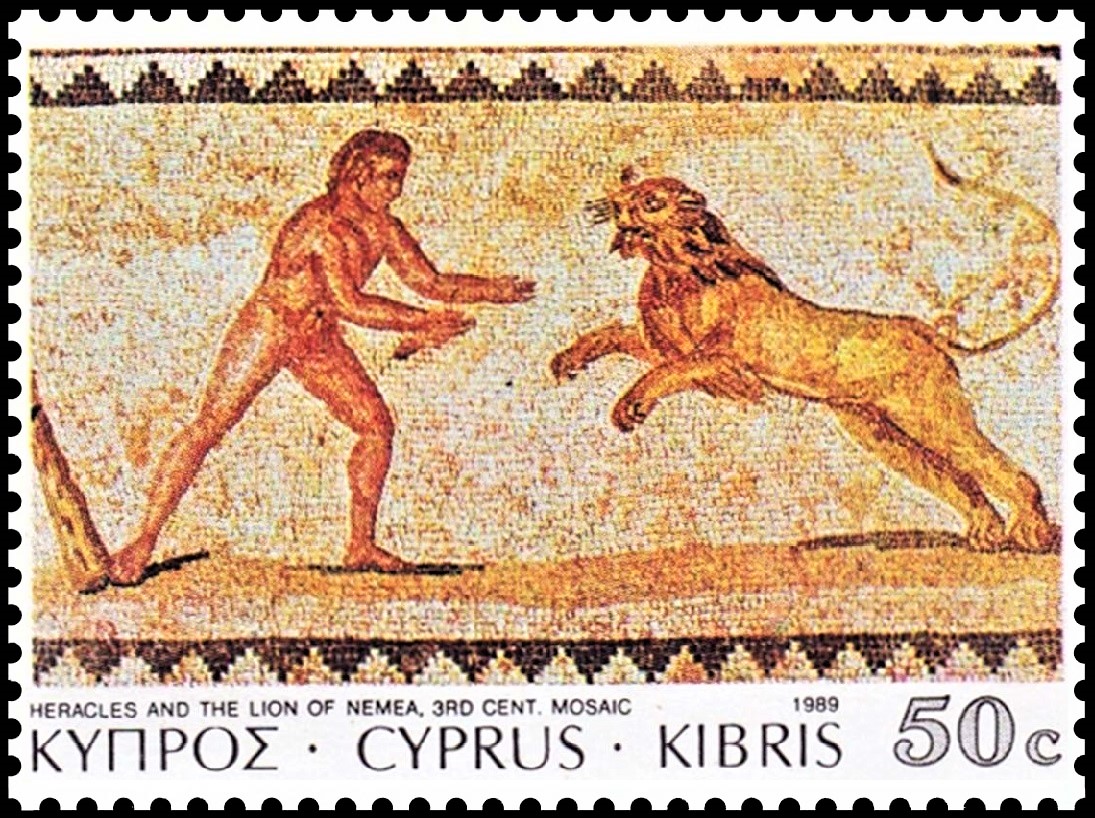 Геракл и немейский Лев мозаика